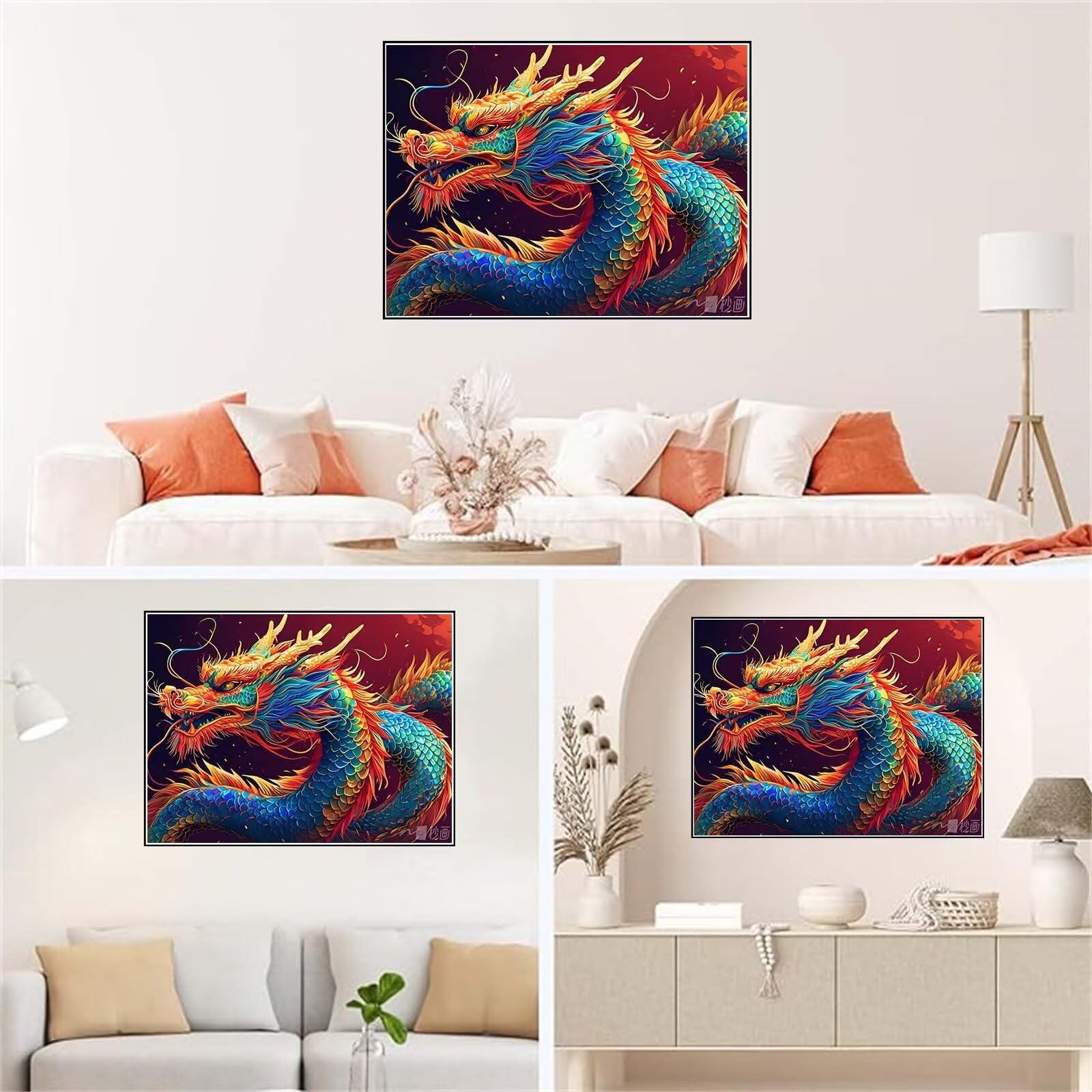 Amazon.co.jp: DIY 数字油絵 カラフルなドラゴン ペイントバイナンバー